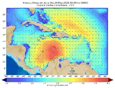 DIMAR advierte fuerte oleaje y lluvias en el Caribe colombiano hasta el 30 de mayo