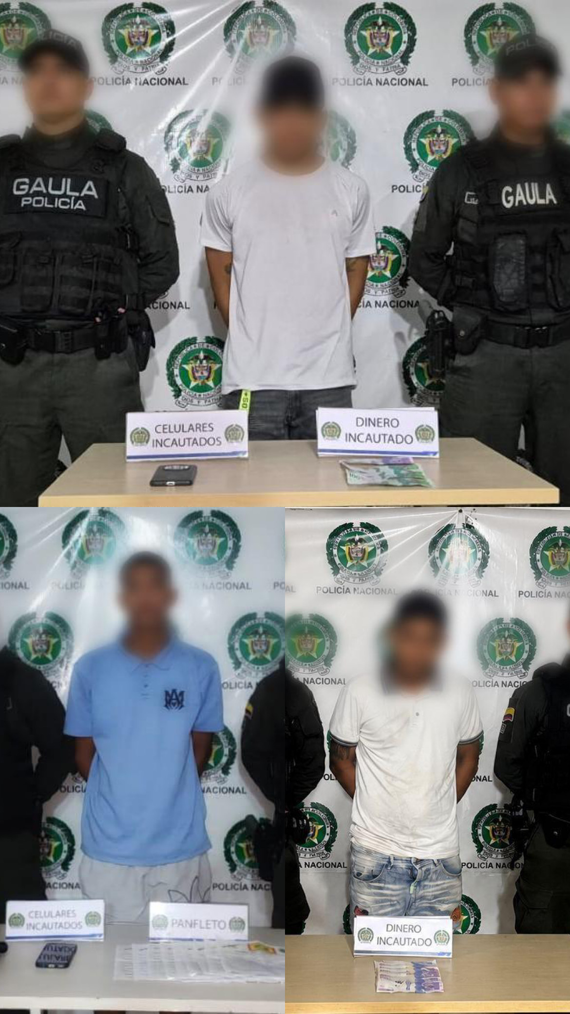 Tres capturados, panfletos y explosivos: duro golpe a la extorsión en Barranquilla