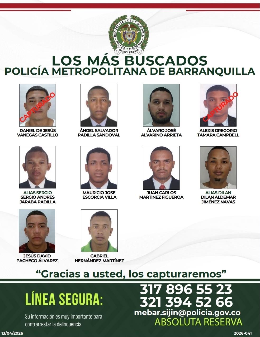Policía y Alcaldía intensifican búsqueda de los más buscados en Barranquilla