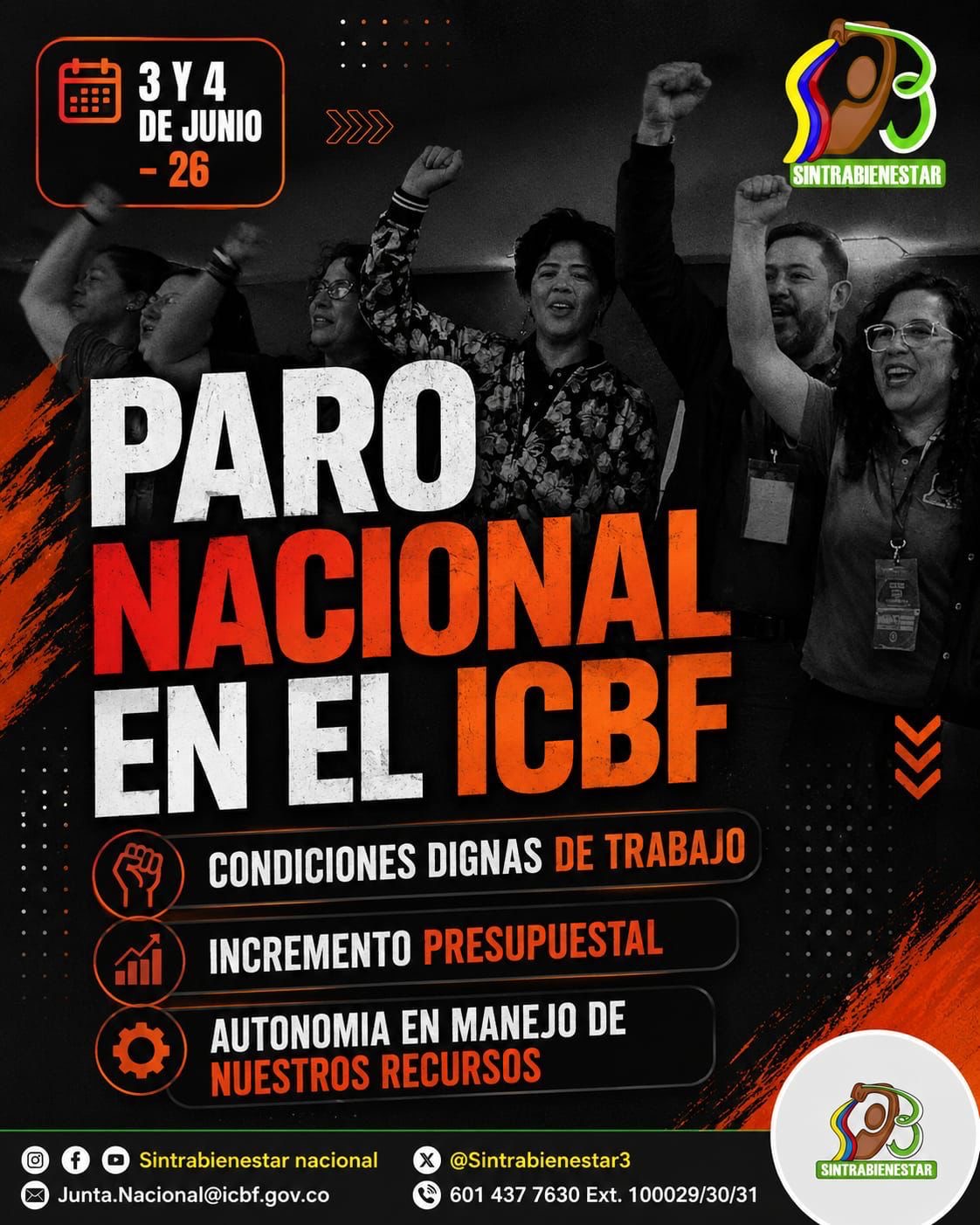 Trabajadores del ICBF convocan paro nacional de 48 horas por déficit presupuestal y condiciones laborales