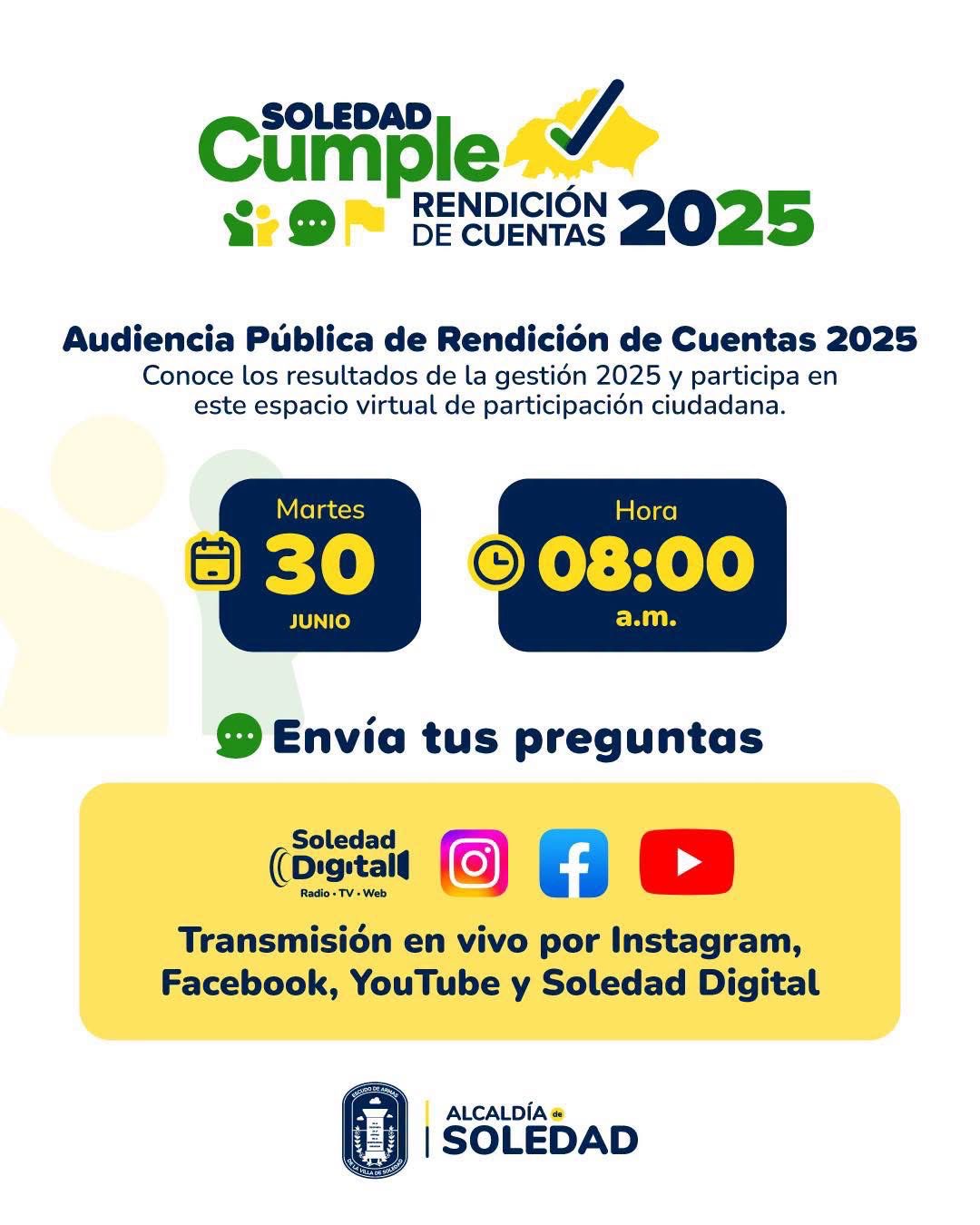 Soledad invita a la ciudadanía a participar en la Audiencia Pública de Rendición de Cuentas 2025