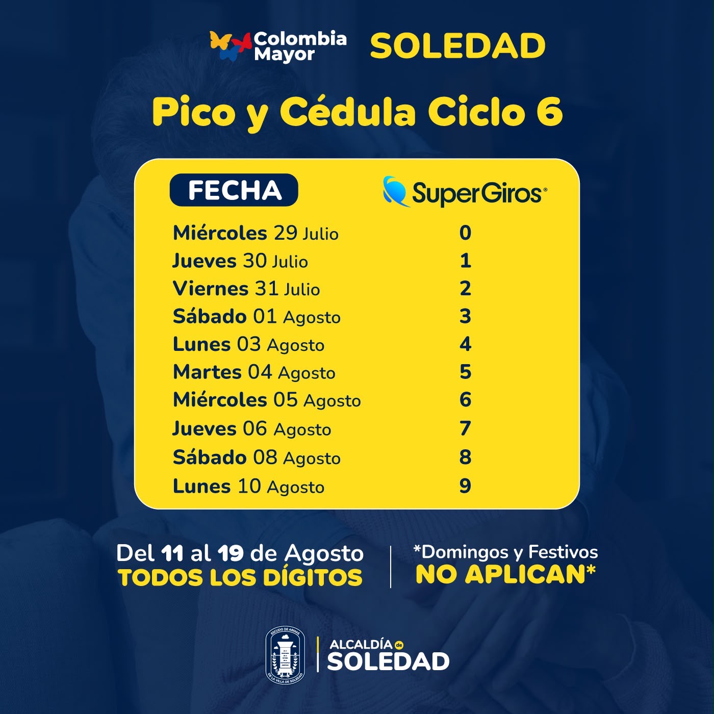 Inician pagos de Colombia Mayor en Soledad con pico y cédula