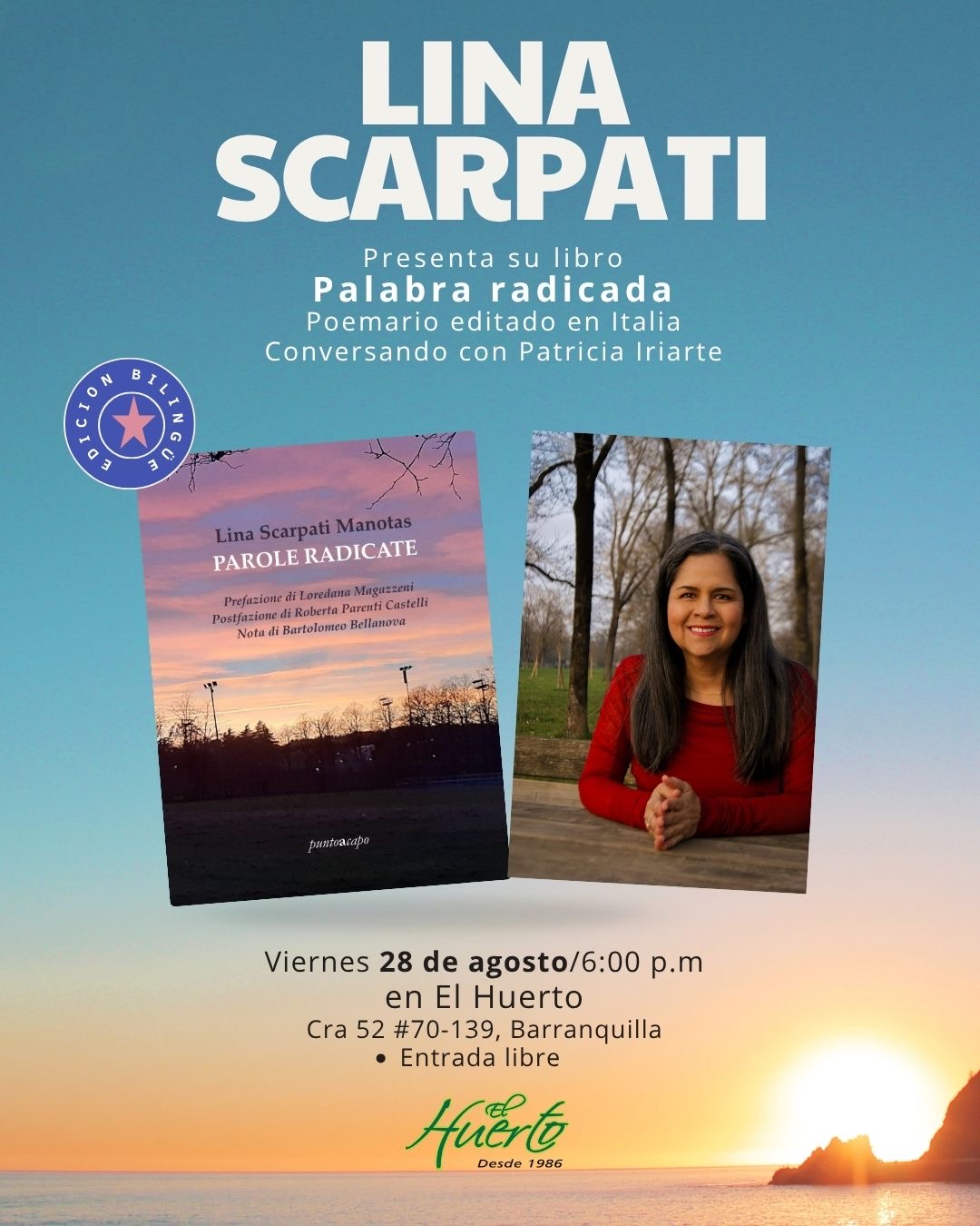 Barranquillera Lina Scarpati presentará su libro de poemas ‘Parole radicate’ en Barranquilla
