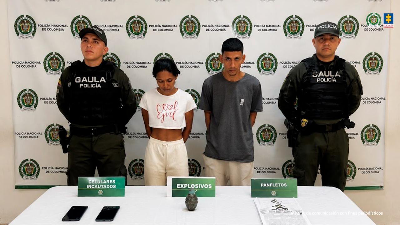 Aseguran a pareja capturada con granada de fragmentación en Suan